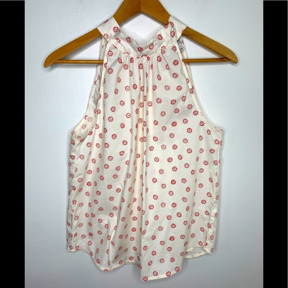 J Crew Printed Tie Neck Top Sleeveless Size 4